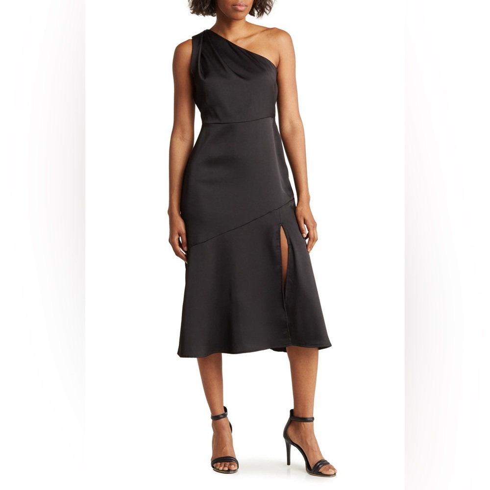 NWT Sam Edelman Cady One Shoulder Satin Midi Dress in Coral Size 8 - Picture 10 of 10